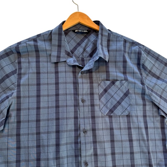 Travis Mathew Men’s XXL/2XL Blue Plaid Short Sleeve Button Up Lightweight Shirt - Picture 3 of 11